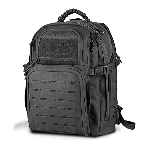 WINCENT Military Backpack, Large 3 Day Tactical Backpack for Men Work Camping Army Molle Assault Pack Utility Bug Out Bag 45L Black