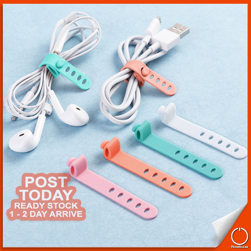 Winder Cable Tie Silicone Headphone Wire Cord Holder Clip Organizer Protector Pengikat Kabel 数据线绑带