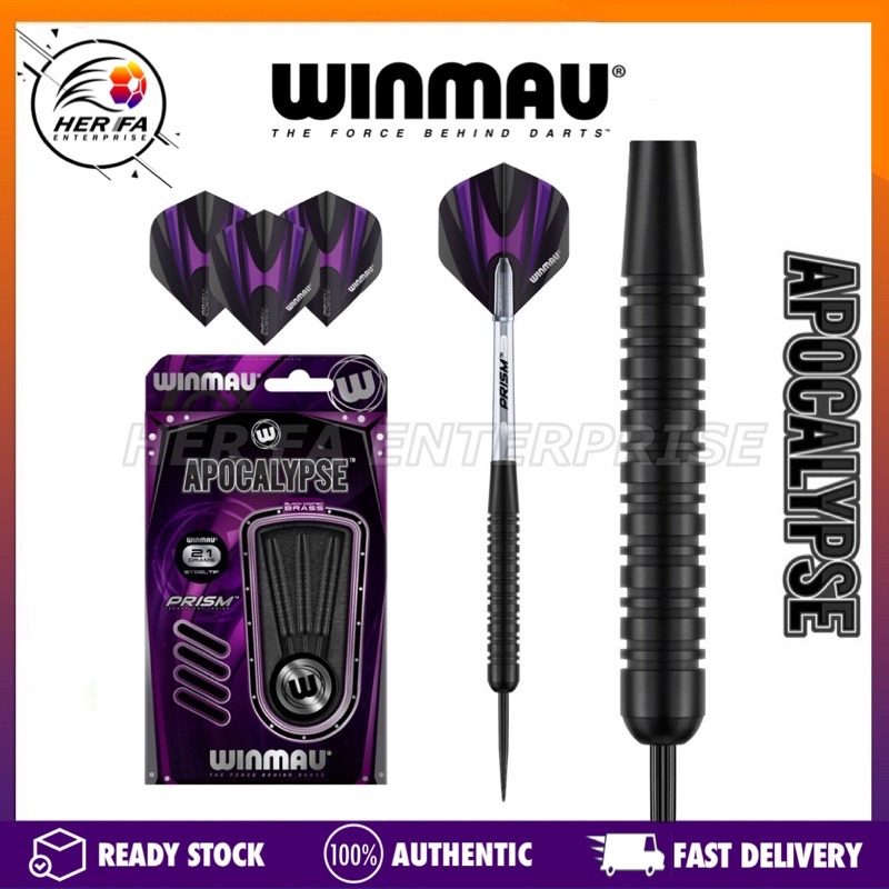 WINMAU Apocalypse Steel Tip Darts Brass Black Coated Dart Set 21g , 23g , 24g , 25g Mata Besi 100%ORIGINAL