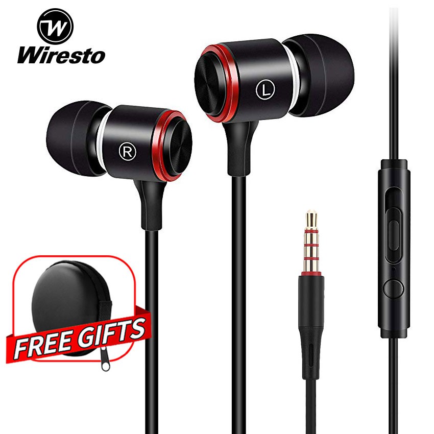 Wiresto Wired Earbuds Heavy Bass Headset Soundproof Earplugs Noise Canceling