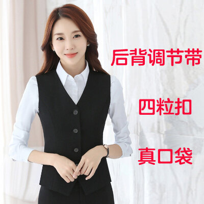 Women 'S Suit Vest Professional Formal Wear Four Seasons Vest Black Vest Waistcoat Outerwear Work Clothes Large Size Vest