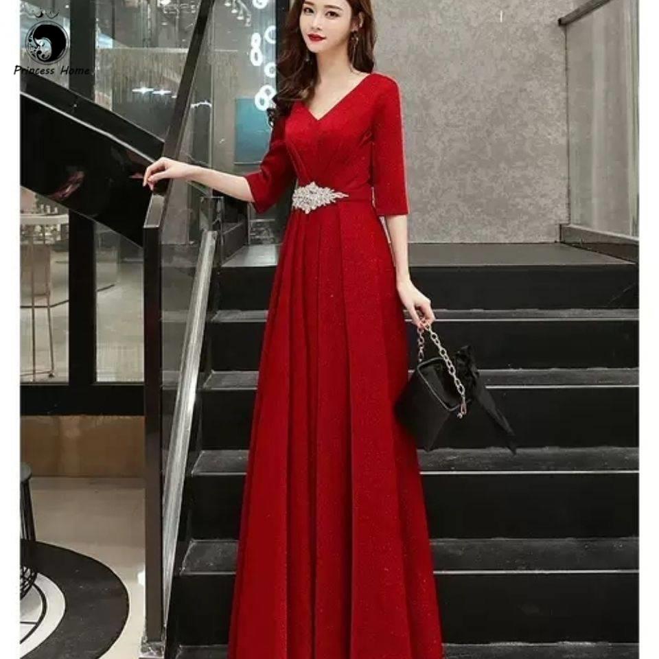 Women Formal Long Maxi Dresses Baju Kurung perkahwinan baju perempuan Moderator dress spring and summer new banquet evening chic choir performing the elegant temperament of lo