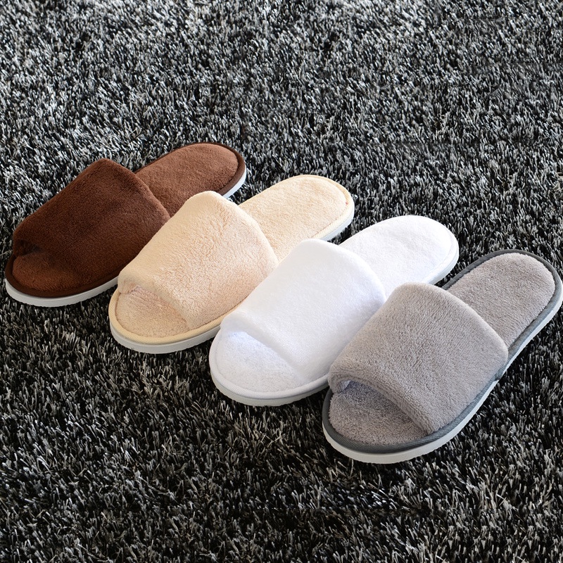 Women/Men Fleece Slippers Solid Color Coral Soft Non-disposable Home Hospitality Slippers Party Gifts For Hotel Guests Slippers