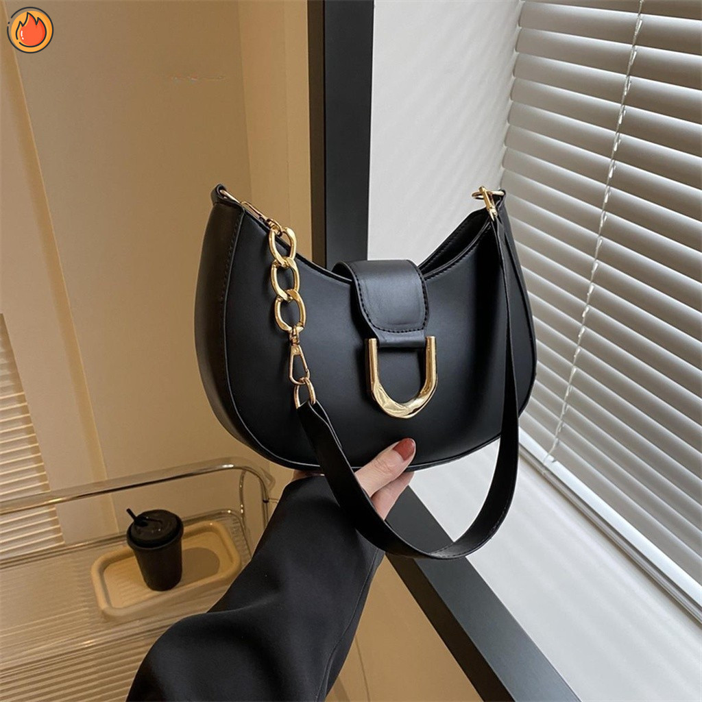 Women PU Leather Fashion Designer Crossbody Bags Travel Shoulder Bags Cute Half Crescent Handbags Purse Ladies Underarm Bags New SAWU