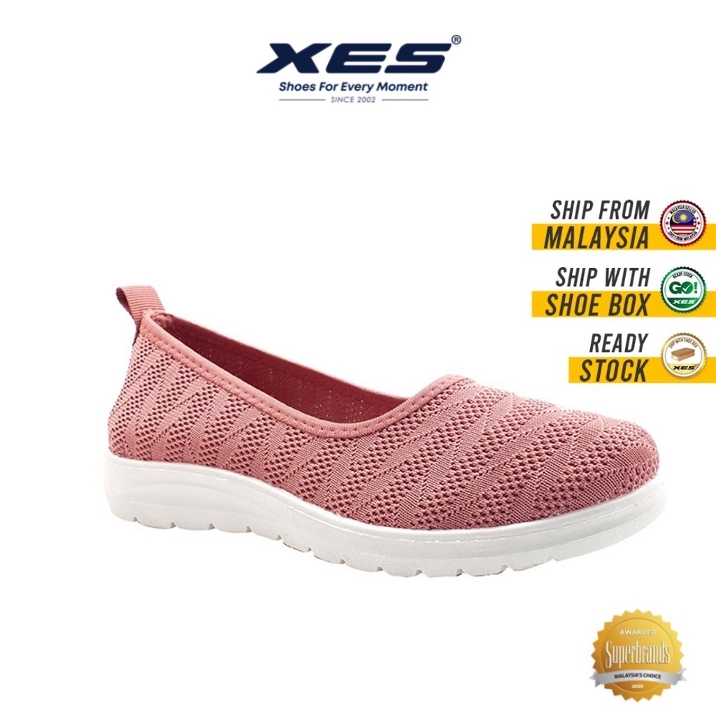 XES Ladies BSLCBT04 Casual Slip On Sneakers - Pink/Navy