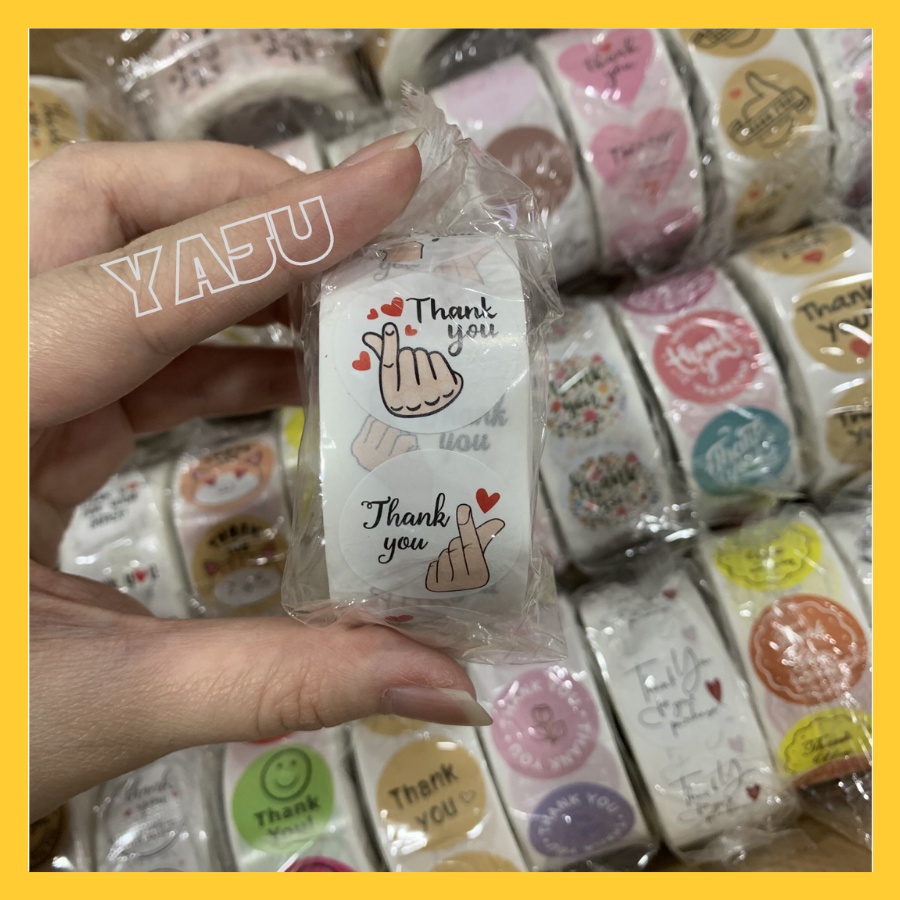 【YAJU!】Thank You & Handmake Sticker 25MM Label Seal Love Terima Kasih Kuih Raya Event Kahwin Party Stiker (500pcs/roll)