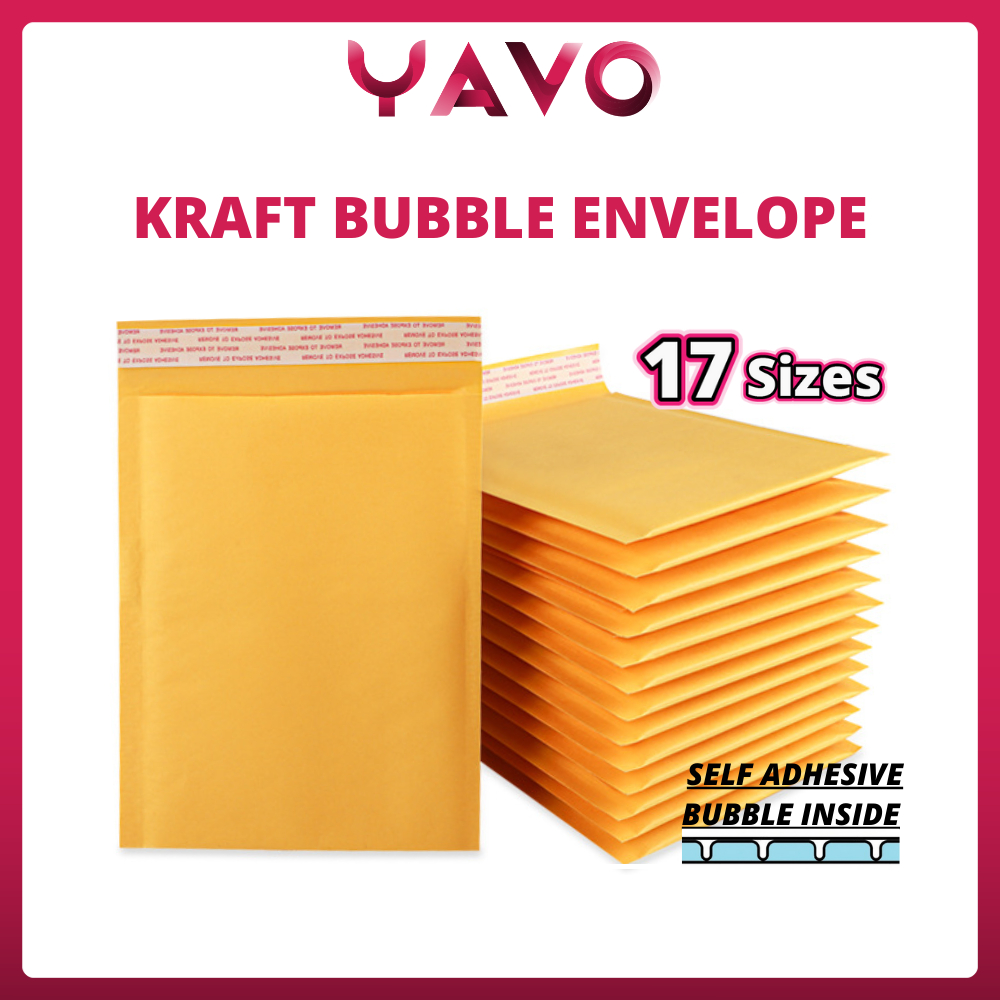 YAVO Kraft Bubble Mailer Envelope Yellow Bubble Wrap Bubble Parcel Bag Kraft Mailer Courier Bag Packaging Bag