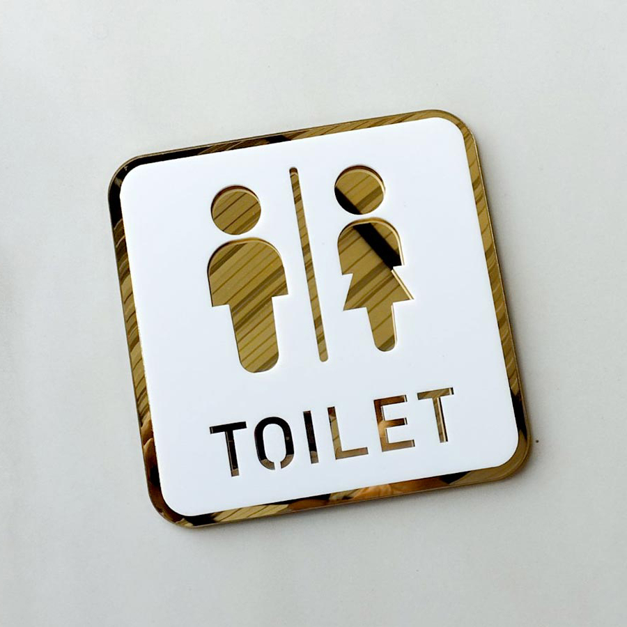 [YoyoyocfMY] Square Bathroom Sign Acrylic Washroom Plaque Door Sign for Coffee Shops Papan Tanda Pintu Tandas Toilet Signage Minimalis Design Decoration