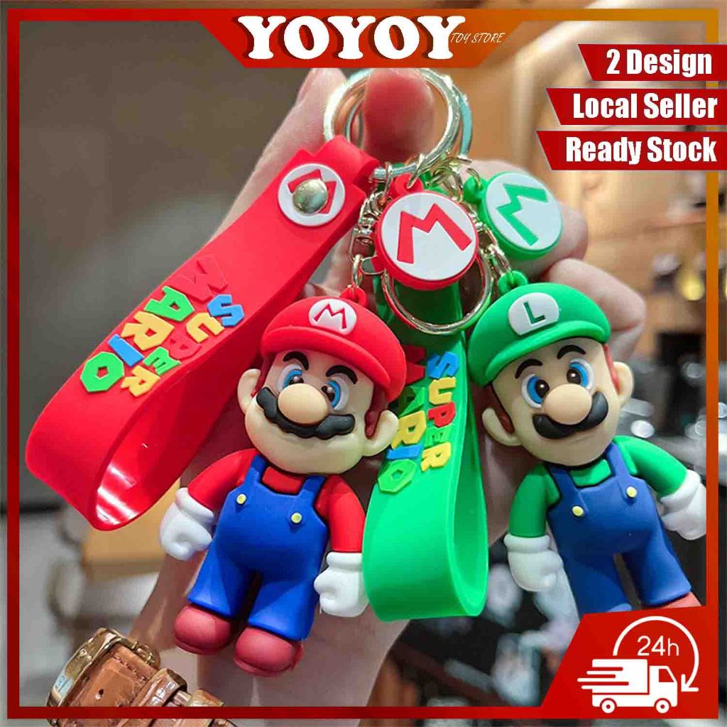 YOYOY Super Mario Keychain Mario Pendant Cartoon Cute Car Keychain Doll Mario Land Push Giveaway