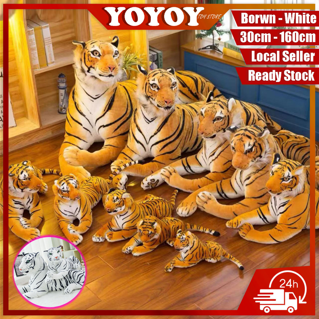 YOYOY Tiger Plush Toy Tiger Doll Simulation Life Tiger Doll Tiger Pillow Patung Harimau Zoo Stuffed Toys Patung Binatang