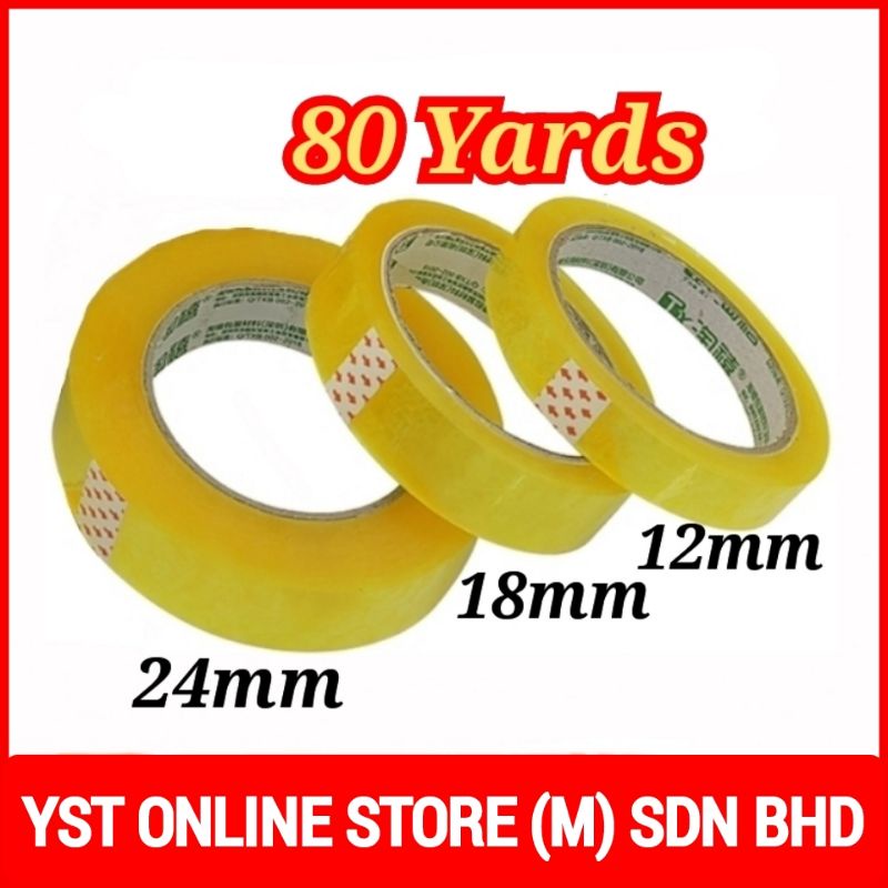 Yst Online Store Stationery Tape 24 18 12mm 80 Yards Opp Packing Selefon Cellophane 胶纸 胶带 Cellotape Salotape Transparent