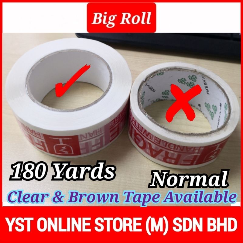 Yst Online Store Fragile Tape 48mm X 180 Yards Clear Brown Opp Stationery Cellophane Cellotape Salotape Transparent 胶纸