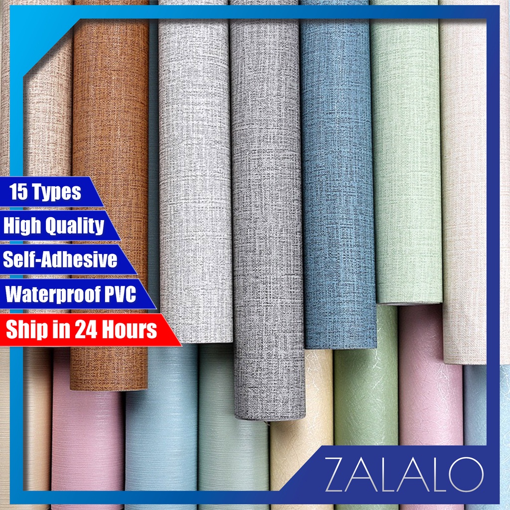 ZALALO Modern Silk/Linen Kertas Dinding Vinyl Wallpaper Self-Adhesive Buka & Tampal Perabot Kabinet Dinding Home Decor