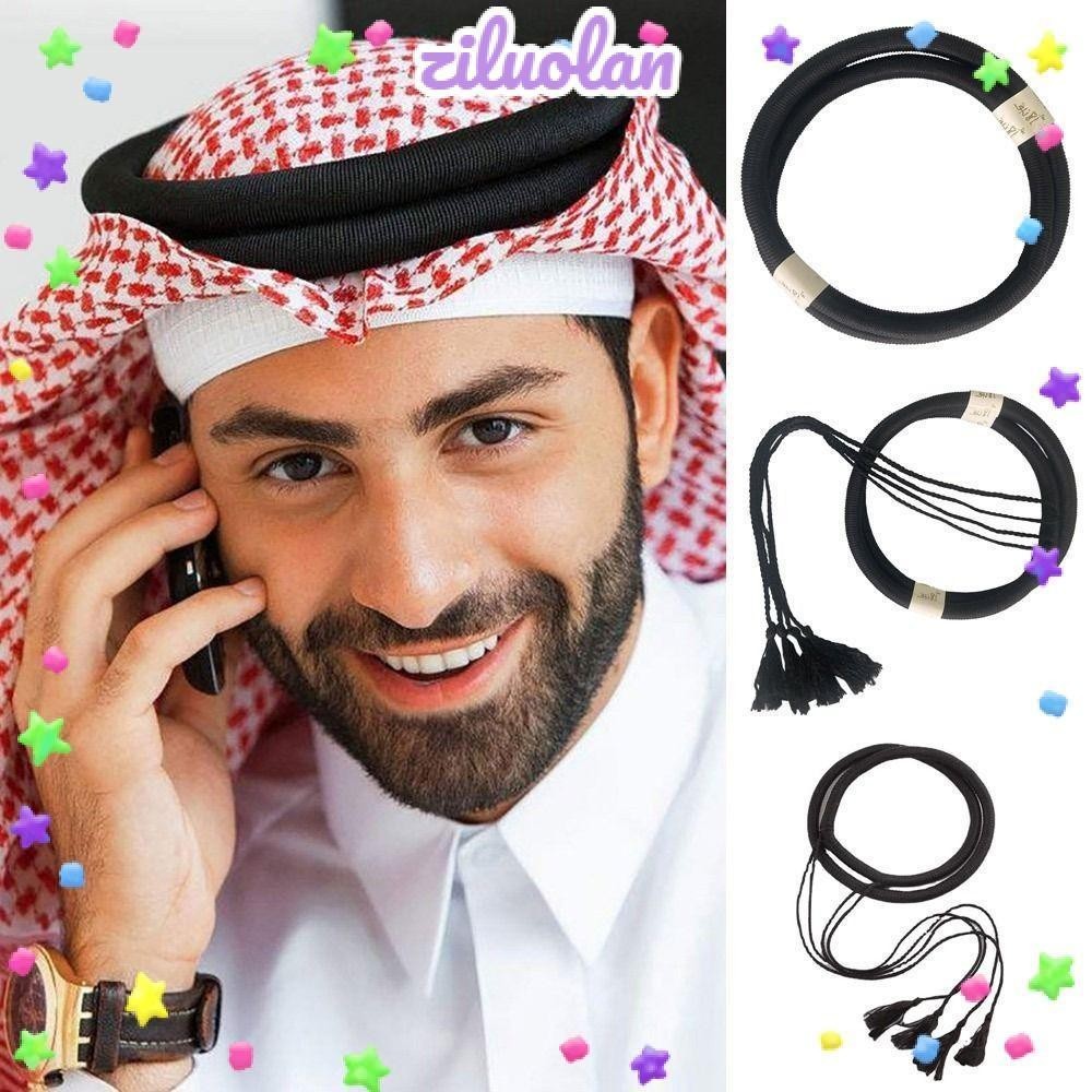 ZILUOLAN 1Pcs Headwear Rope, Man Saudi Arabic Dubai Desert Accessories Headrope, Muslim Black Islamic Clothing Egal Shemagh Shawl for Adults Kids