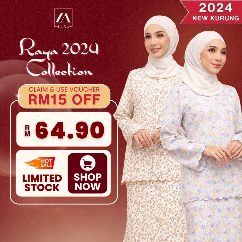 ZOE ARISSA BAJU KURUNG KEDAH OPAH SULAM FLORAL Kurung Sulam Floral Printed Design Ironless REESA Kurung Raya 2024 Viral