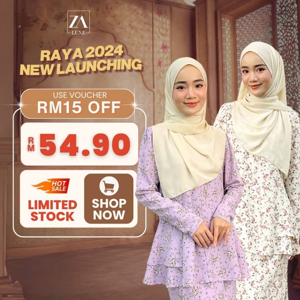 ZOE ARISSA BAJU KURUNG MODEN FLORAL Kurung Pahang Floral Printed Design NAZRA Floral Kurung Plus Size Murah Ironless