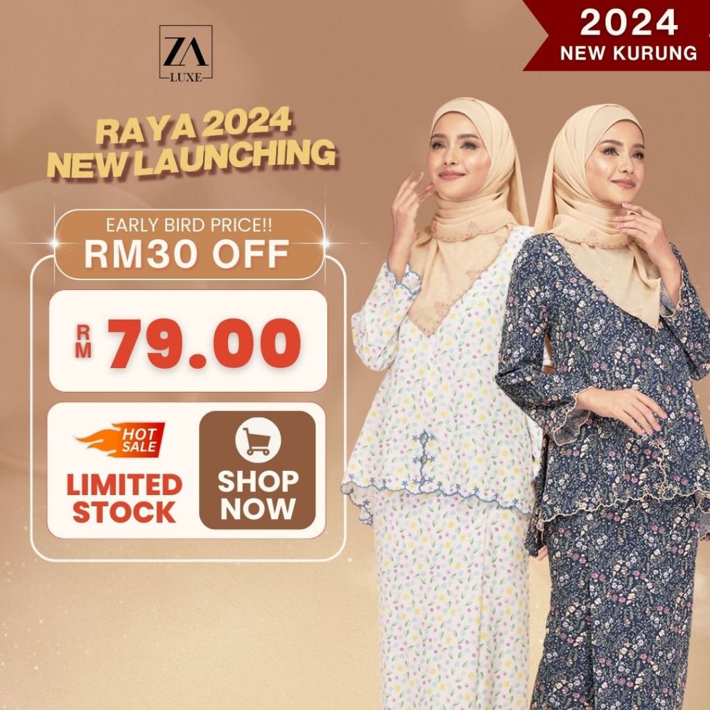 ZOE ARISSA baju raya 2024 viral Marya BF friendly kurung klasik terbaru 2024 new Sulam Printed Floral vintage Nursing