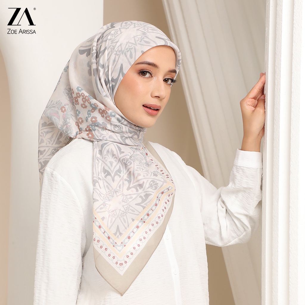 ZOE ARISSA TUDUNG BAWAL CORAK PRINTED DESIGN BAWAL COTTON VOILE BIDANG 45 Bawal Senang Bentuk Printed Square Hijab Murah