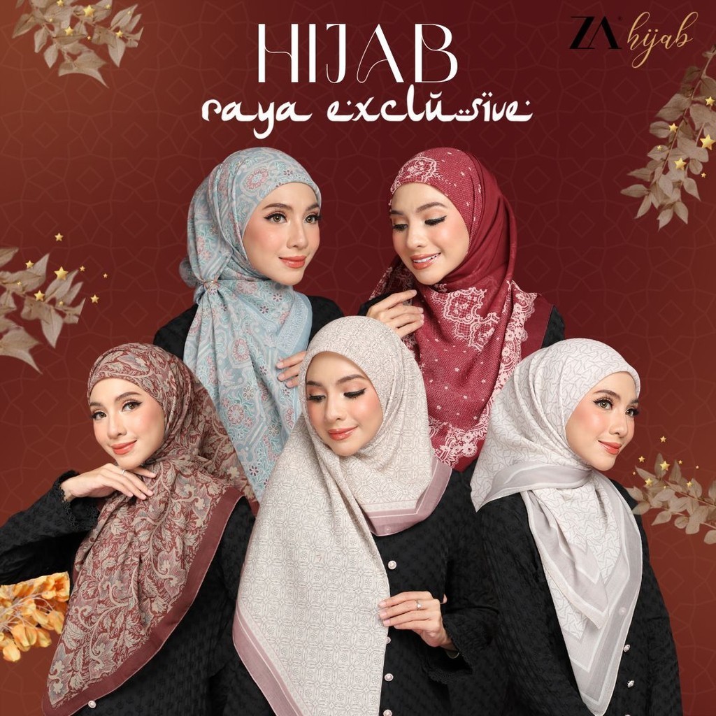 ZOE ARISSA TUDUNG BAWAL PRINTED CORAK SHAWL RAYA 2024 COTTON VOILE BIDANG 45 Printed Square Hijab Senang Bentuk Murah