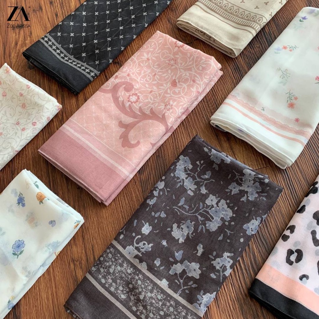 ZOE ARISSA TUDUNG RAYA 2024 BAWAL PRINTED BIDANG 45 Bawal Cotton Voile Printed Square Hijab Senang Bentuk new Corak Baru